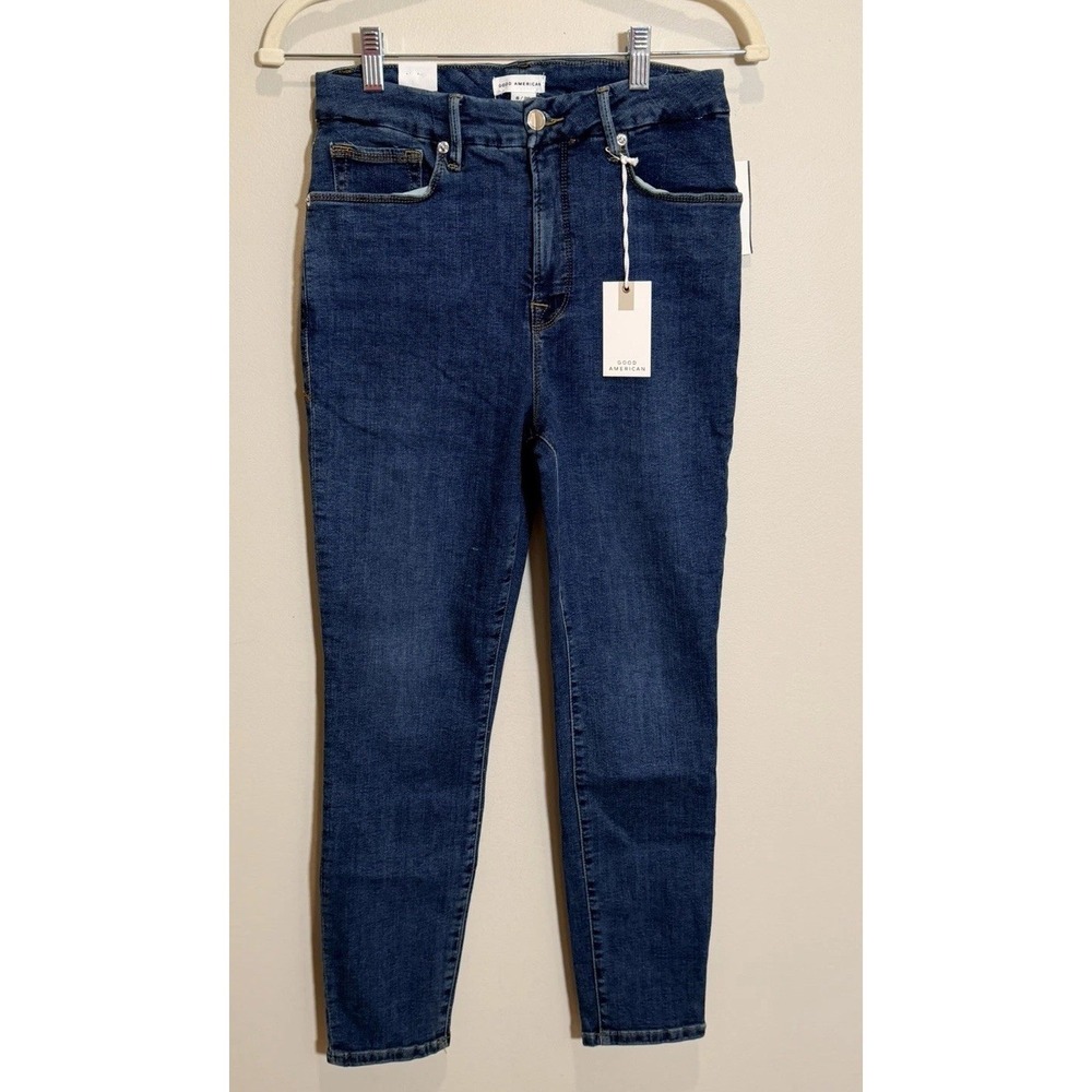 Good American Good Legs Crop Jeans Blue High Rise Stretch Denim Women Size 8/29